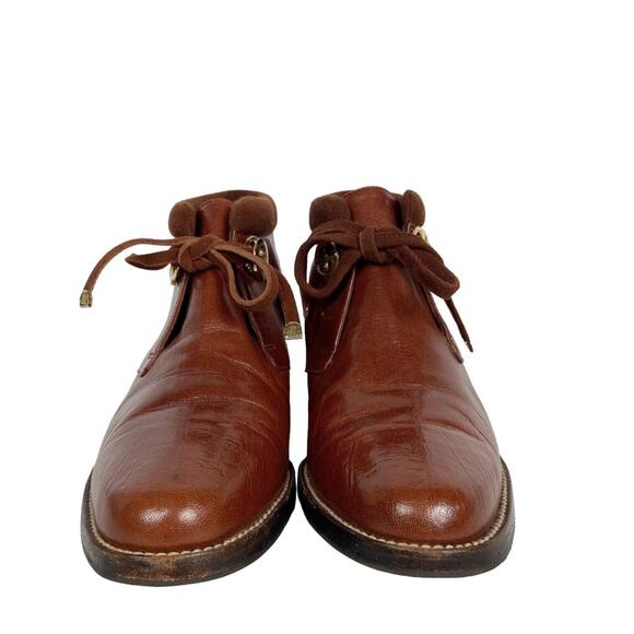 Vintage Botticelli Brown Leather Parlanti Ankle Boots Heel Booties Womens Size 5 - Picture 4 of 11